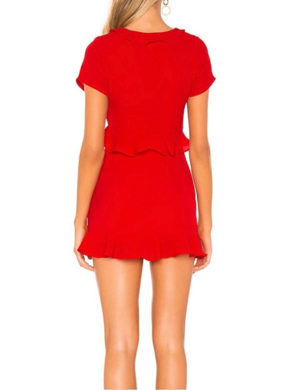 superdown Red Ruffle Tie-Front Mini Dress - Picture 3 of 9